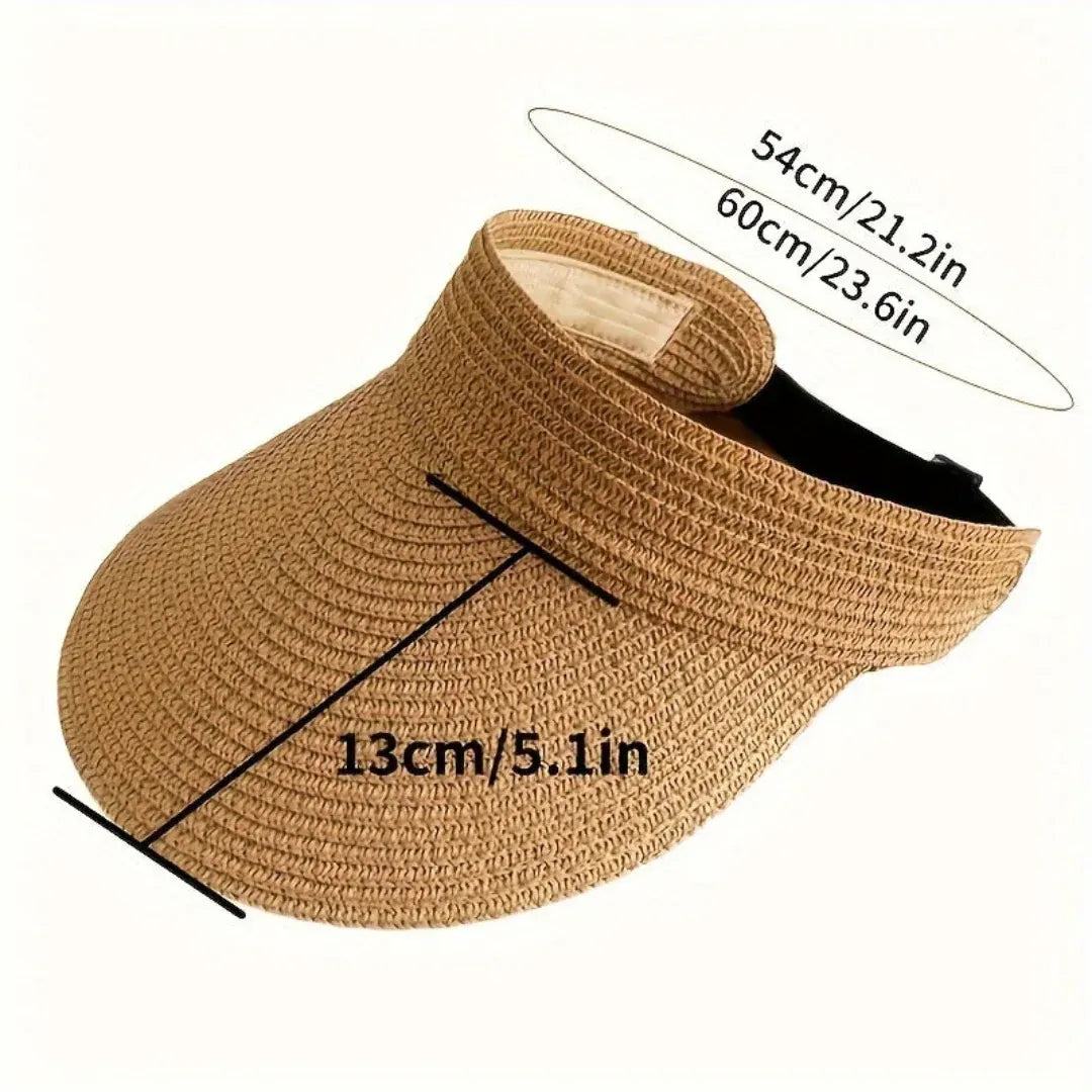Foldable Wide Brim Straw Sun Visor Hat