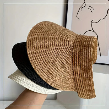 Foldable Wide Brim Straw Sun Visor Hat