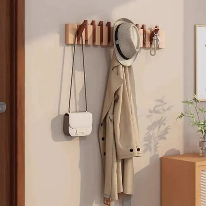 Foldable Wooden Wall Hooks with Piano Key Design Hanger Rack