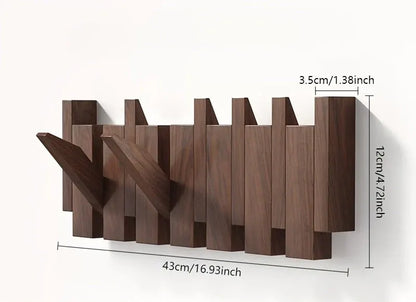 Foldable Wooden Wall Hooks with Piano Key Design Hanger Rack