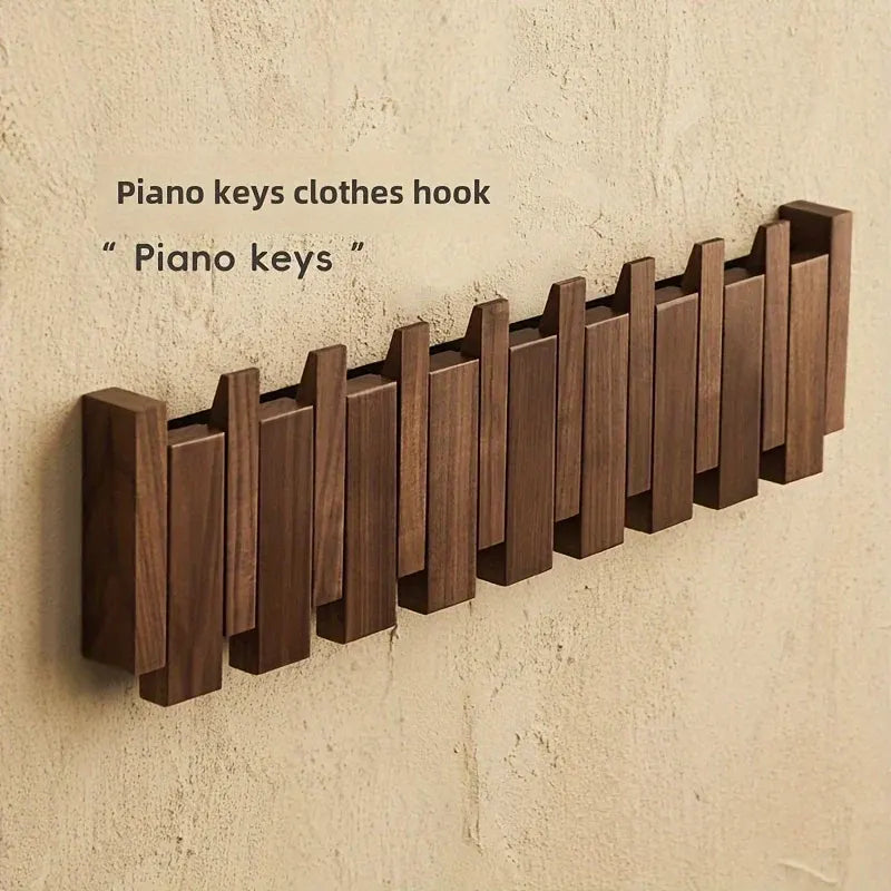 Foldable Wooden Wall Hooks with Piano Key Design Hanger Rack