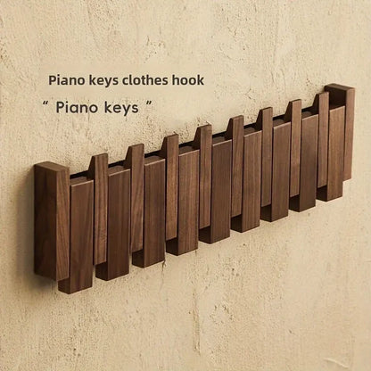 Foldable Wooden Wall Hooks with Piano Key Design Hanger Rack