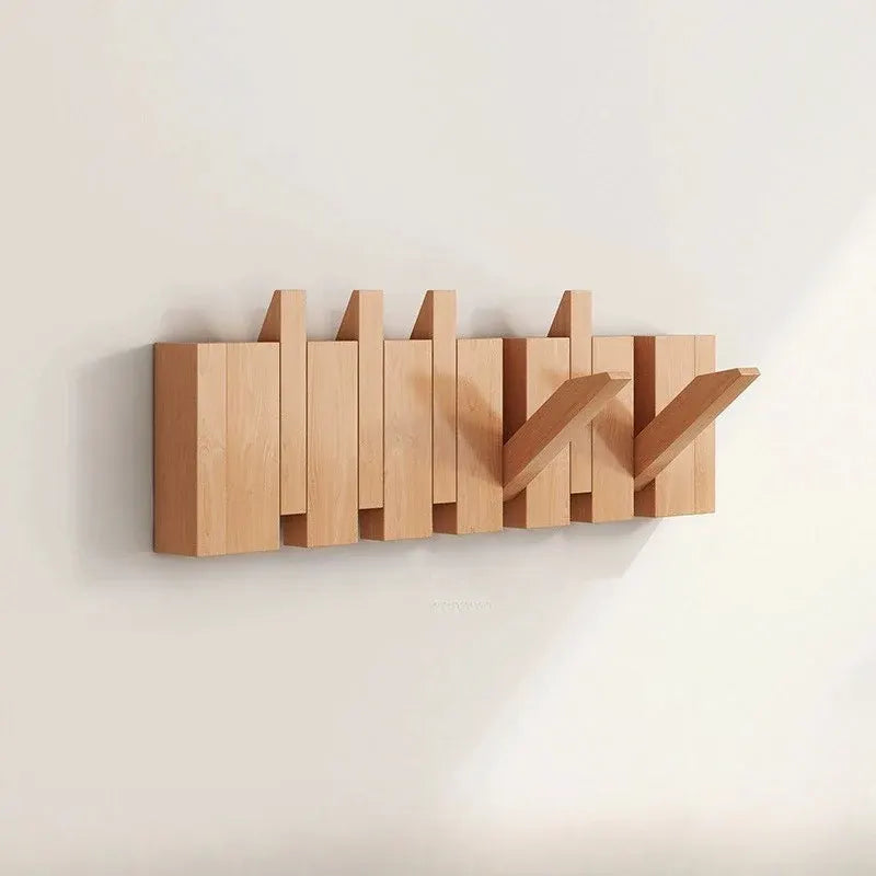 Foldable Wooden Wall Hooks with Piano Key Design Hanger Rack
