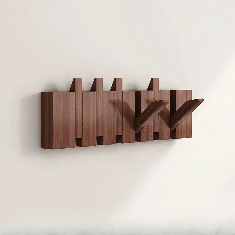 Foldable Wooden Wall Hooks with Piano Key Design Hanger Rack