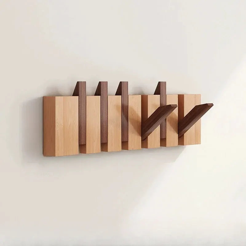 Foldable Wooden Wall Hooks with Piano Key Design Hanger Rack