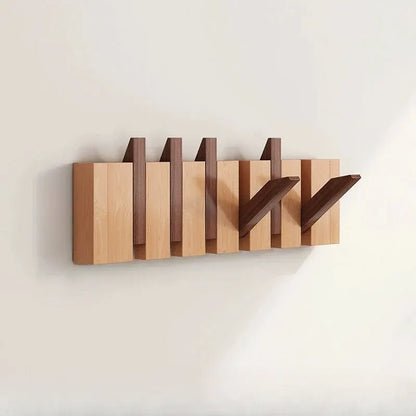 Foldable Wooden Wall Hooks with Piano Key Design Hanger Rack