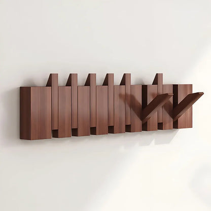 Foldable Wooden Wall-Mounted Coat Hook Rack with Paneled Design