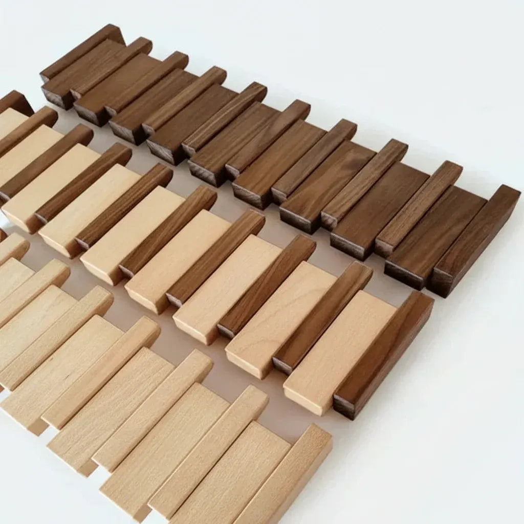 Foldable Wooden Wall-Mounted Coat Hook Rack with Paneled Design