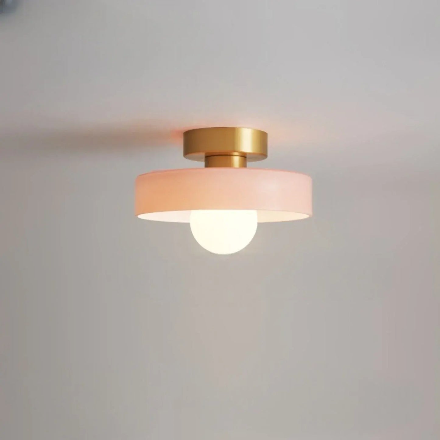 French Bauhaus Ceiling Light | Minimalist Brass & Glass Fixture