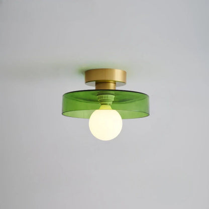 French Bauhaus Ceiling Light | Minimalist Brass & Glass Fixture