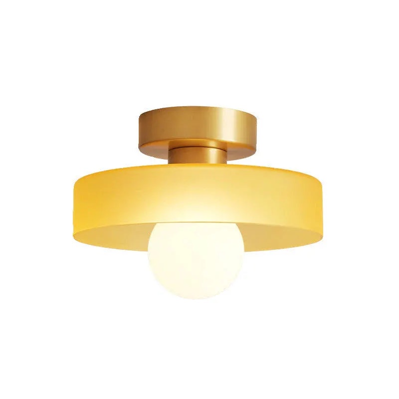 French Bauhaus Ceiling Light | Minimalist Brass & Glass Fixture