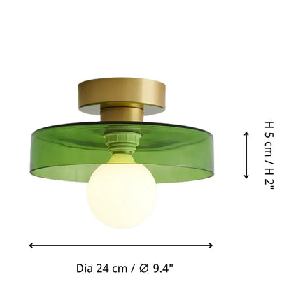 French Bauhaus Ceiling Light | Minimalist Brass & Glass Fixture
