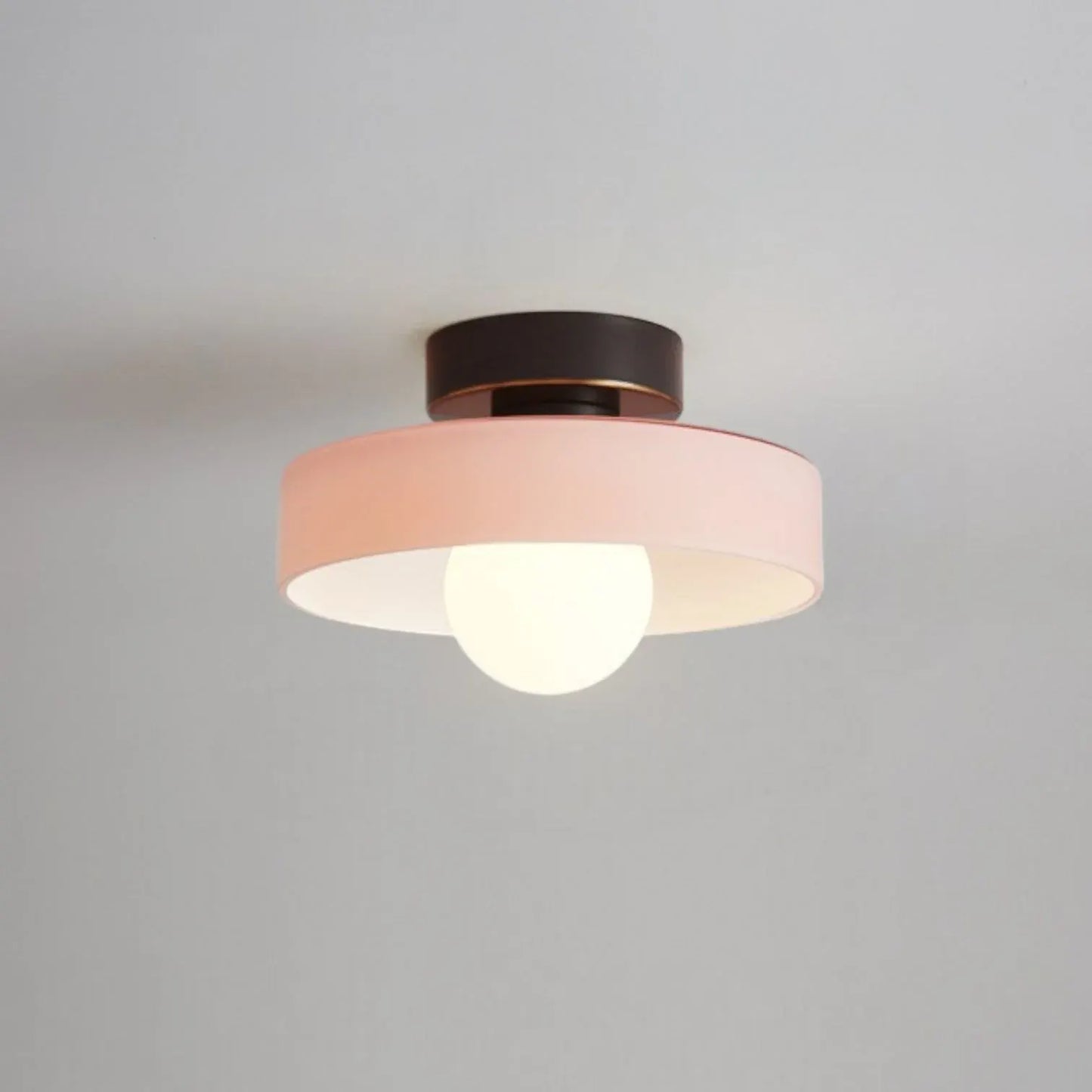 French Bauhaus Ceiling Light | Minimalist Brass & Glass Fixture