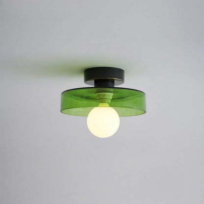French Bauhaus Ceiling Light | Minimalist Brass & Glass Fixture