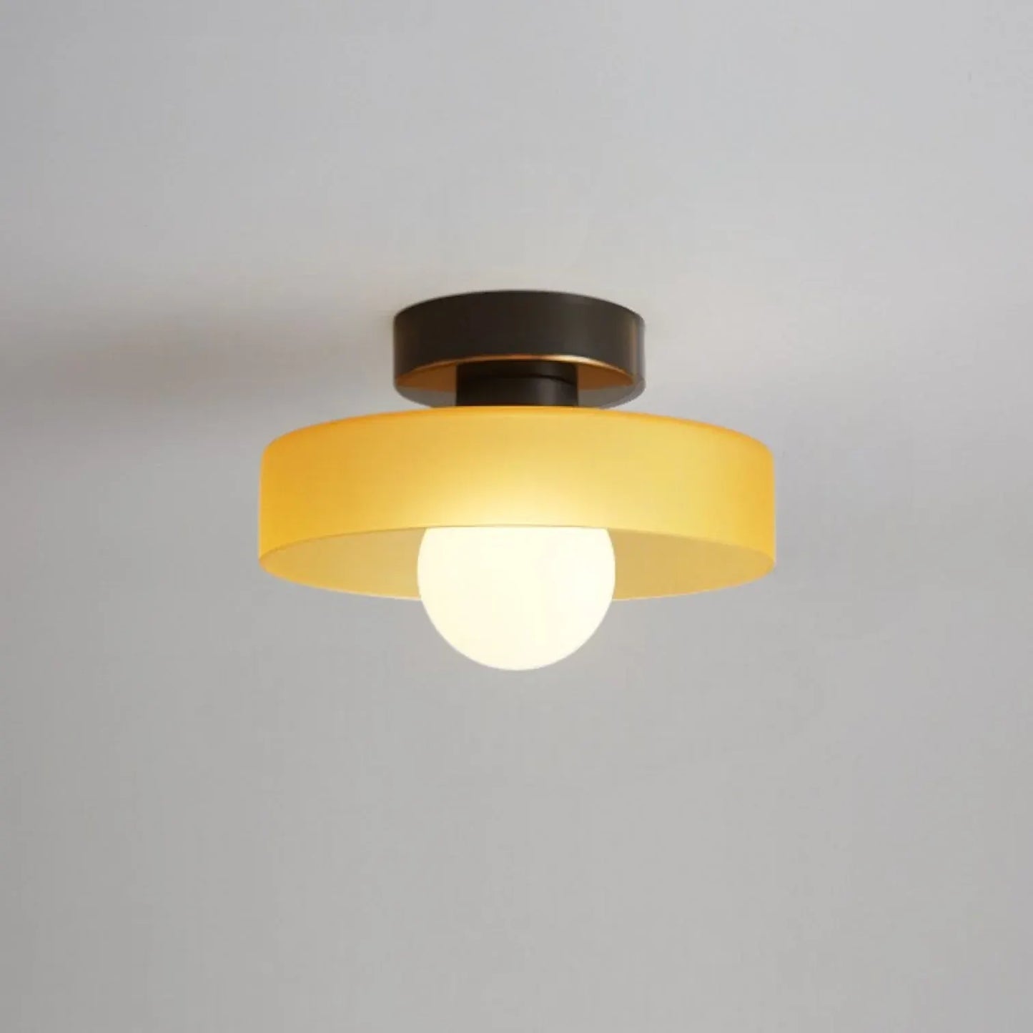 French Bauhaus Ceiling Light | Minimalist Brass & Glass Fixture