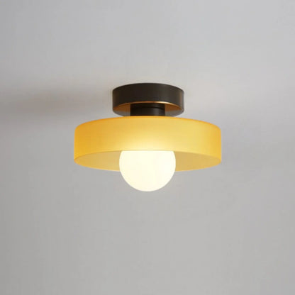 French Bauhaus Ceiling Light | Minimalist Brass & Glass Fixture
