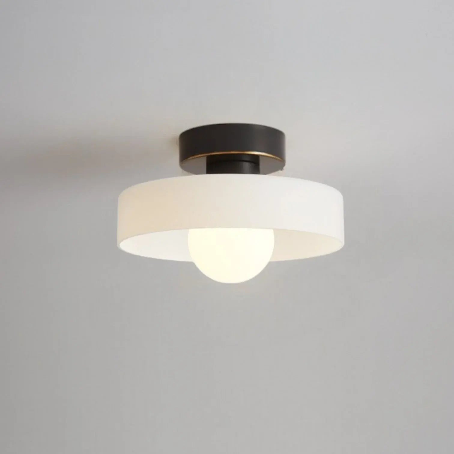 French Bauhaus Ceiling Light | Minimalist Brass & Glass Fixture