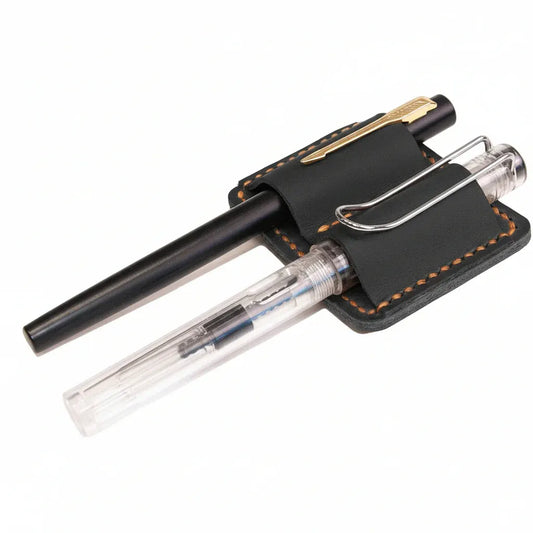Full Grain Hand-Stitched Leather Journal Pen Holder Clip Accessory