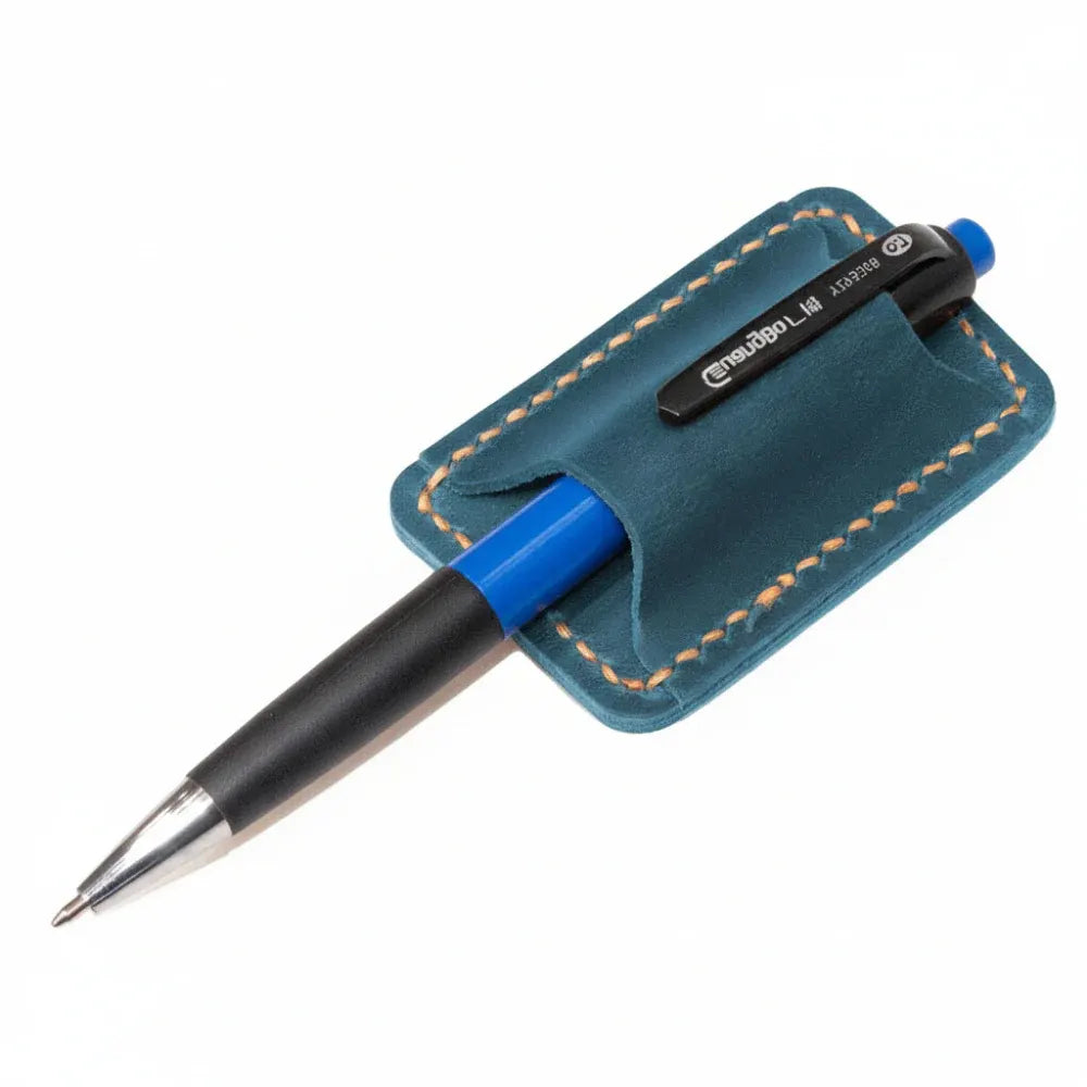 Full Grain Hand-Stitched Leather Journal Pen Holder Clip Accessory