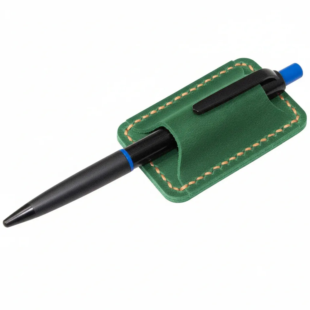 Full Grain Hand-Stitched Leather Journal Pen Holder Clip Accessory