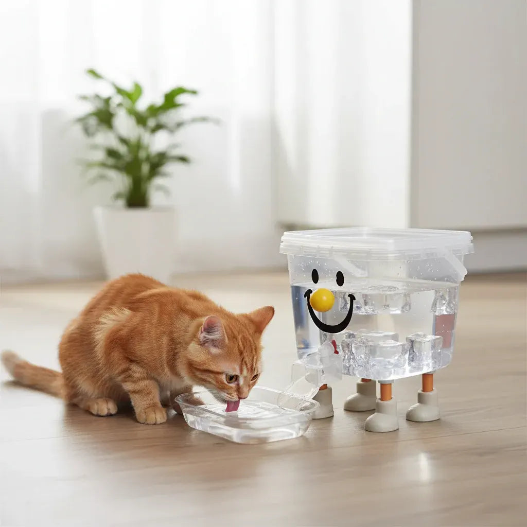 Fun-Design Pet Water Bowl with Easy-Access Dispenser