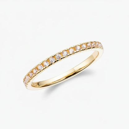 Geometric Sterling Silver Stacking Ring with Cubic Zirconia Accents