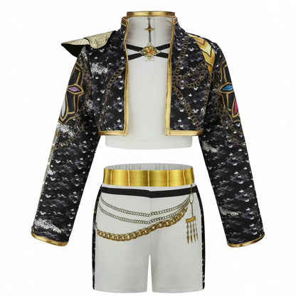 Girls Gold Dance Outfit Halloween Costume Set