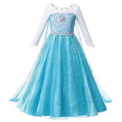 Girls Ice Princess Halloween Costume Dress with Cape