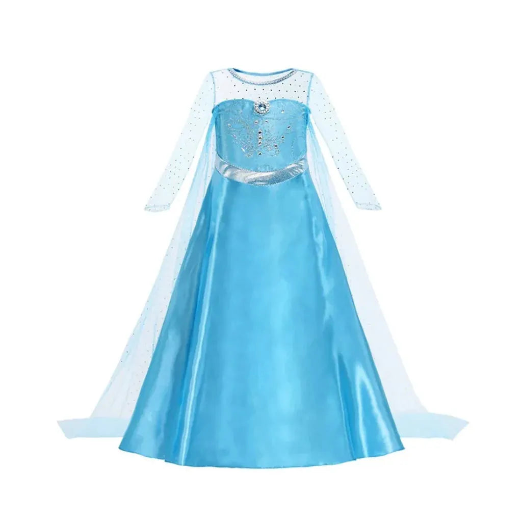 Girls Ice Princess Halloween Costume Dress with Cape