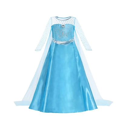 Girls Ice Princess Halloween Costume Dress with Cape