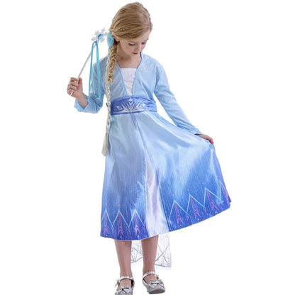 Girls Ice Princess Halloween Costume Dress with Cape Set