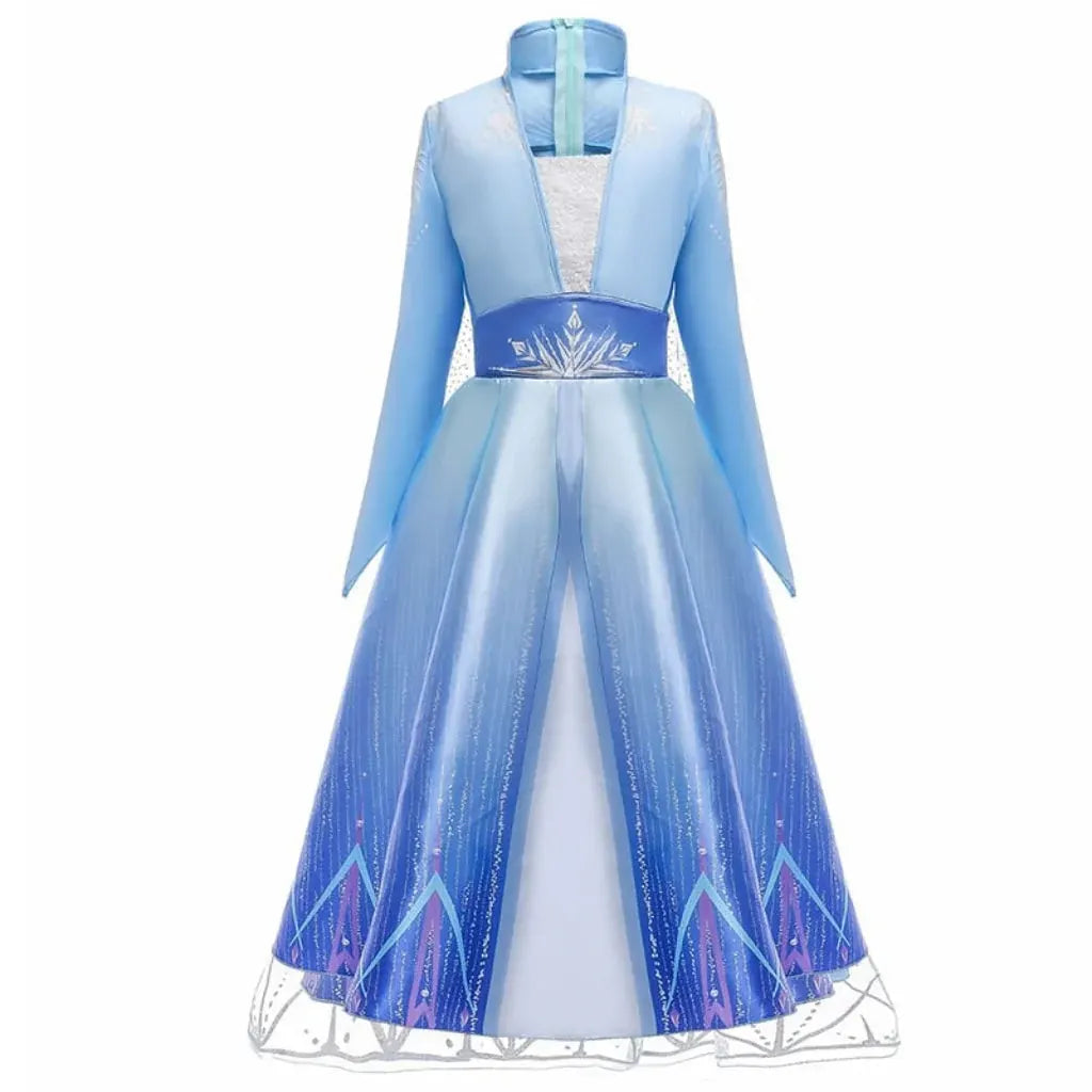 Girls Ice Princess Halloween Costume Dress with Cape Set