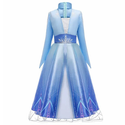 Girls Ice Princess Halloween Costume Dress with Cape Set