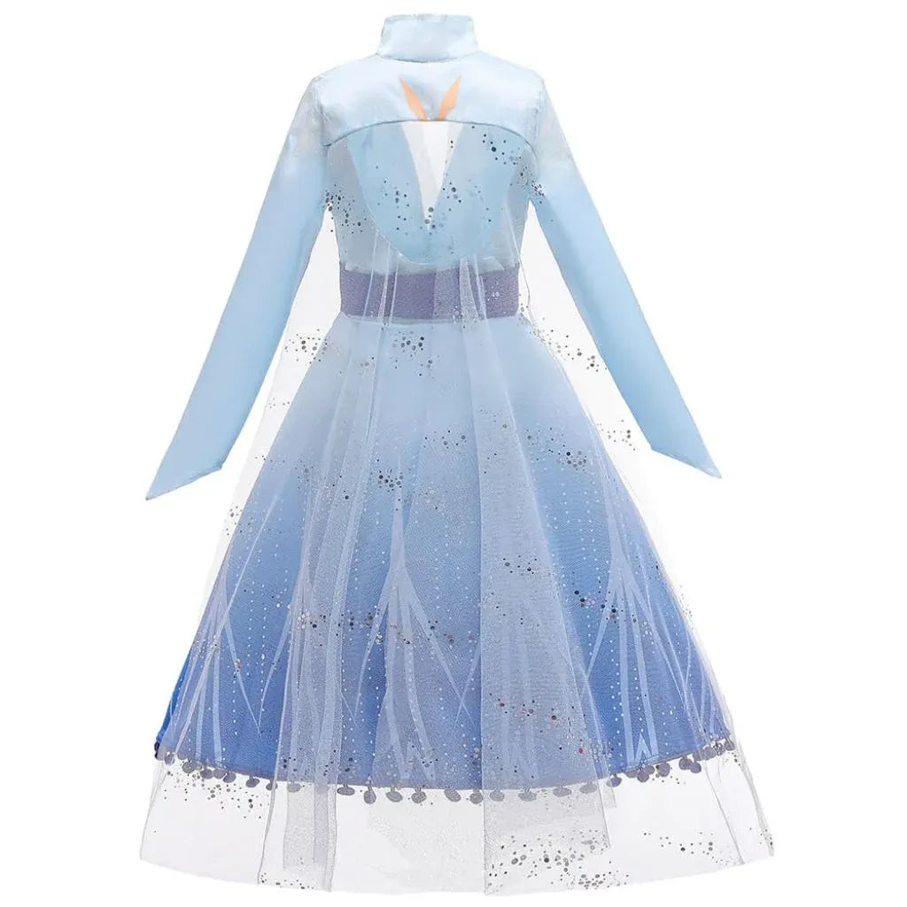 Girls Ice Princess Halloween Costume Dress with Cape Set