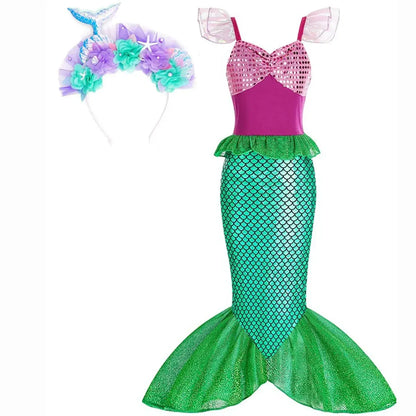Girls Mermaid Halloween Dress Costume