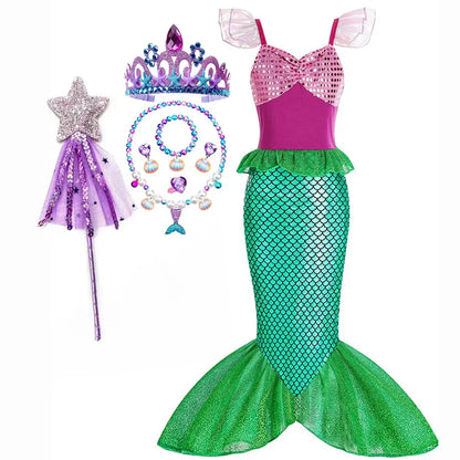 Girls Mermaid Halloween Dress Costume
