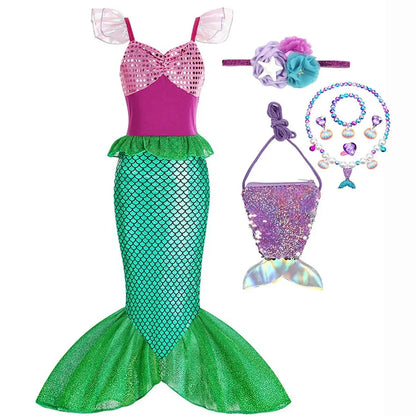 Girls Mermaid Halloween Dress Costume