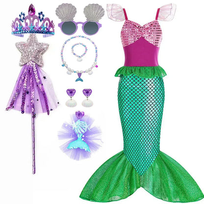 Girls Mermaid Halloween Dress Costume