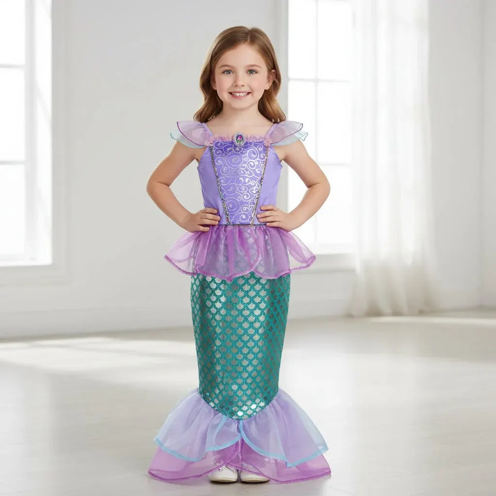 Girls Mermaid Halloween Dress Costume