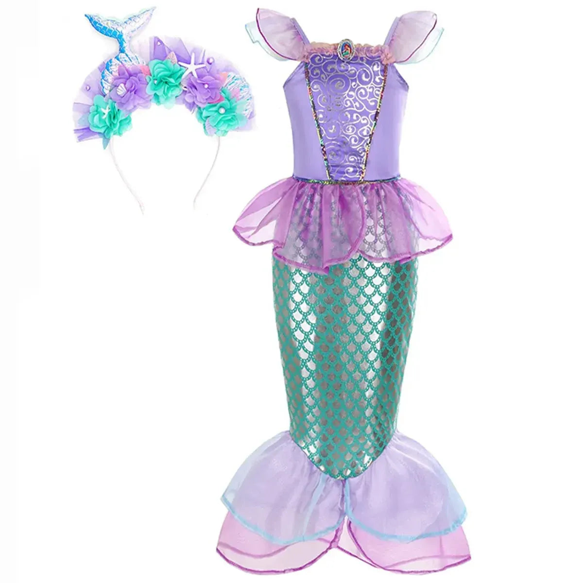 Girls Mermaid Halloween Dress Costume