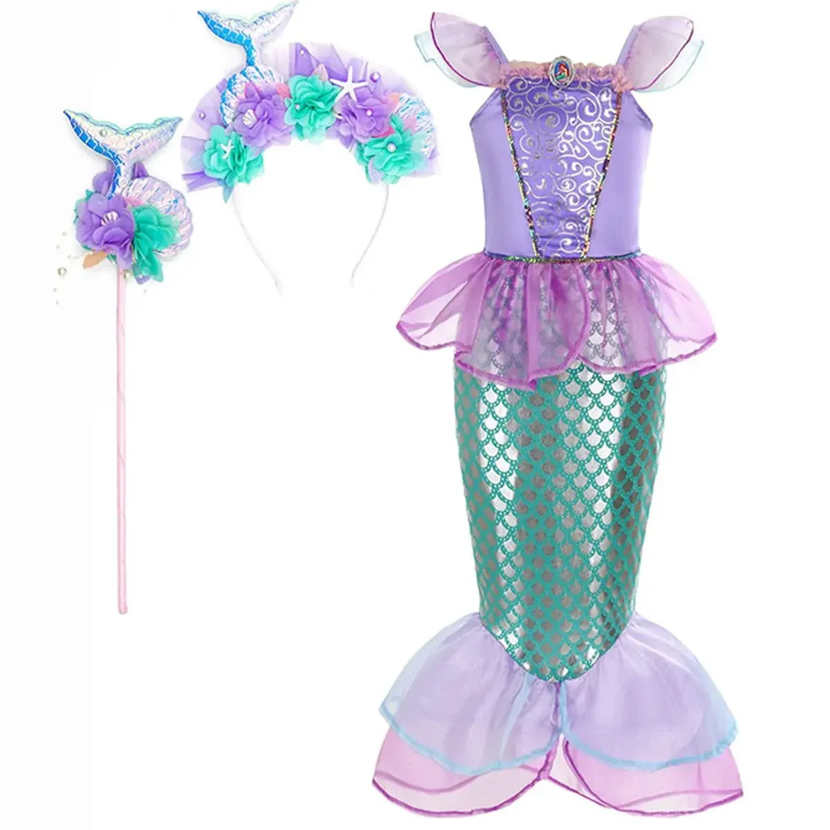 Girls Mermaid Halloween Dress Costume