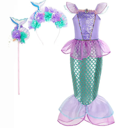Girls Mermaid Halloween Dress Costume