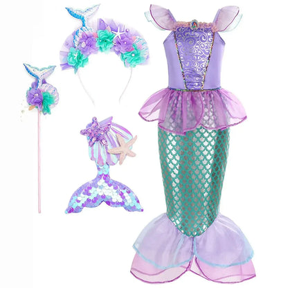 Girls Mermaid Halloween Dress Costume