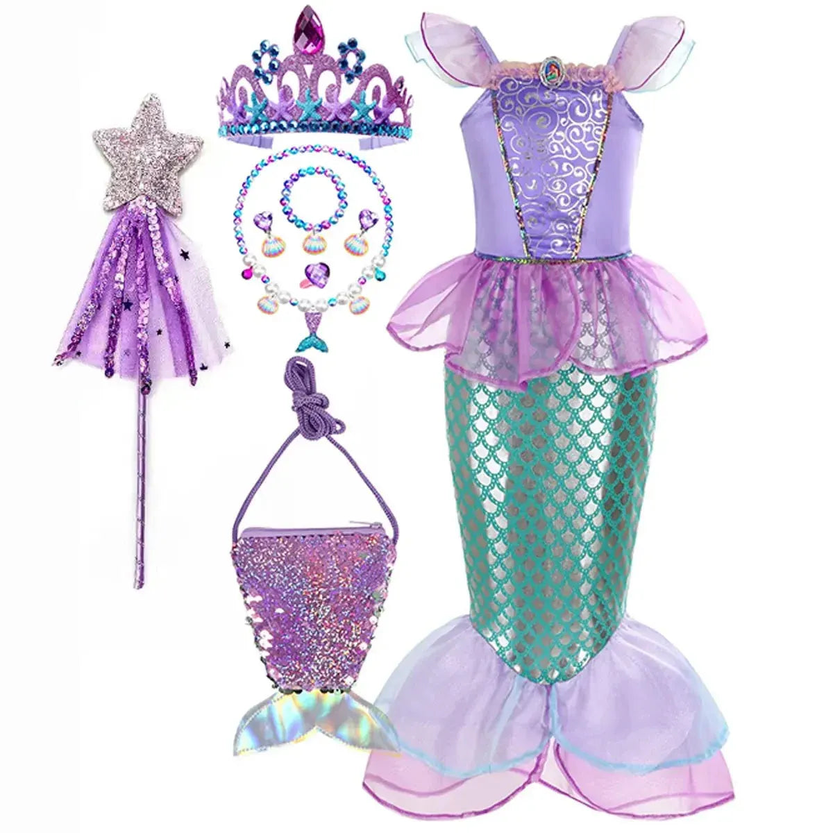 Girls Mermaid Halloween Dress Costume
