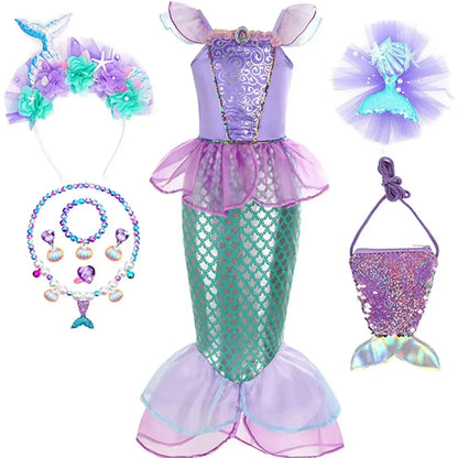 Girls Mermaid Halloween Dress Costume