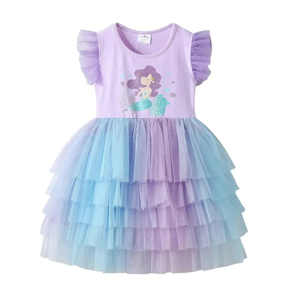 Girls Mermaid Halloween Tutu Dress Costume