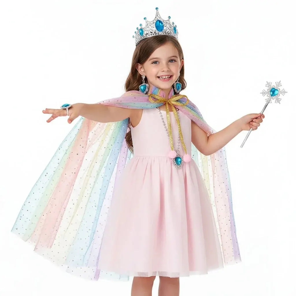 Girls Princess Halloween Costume Cape Accessory Set