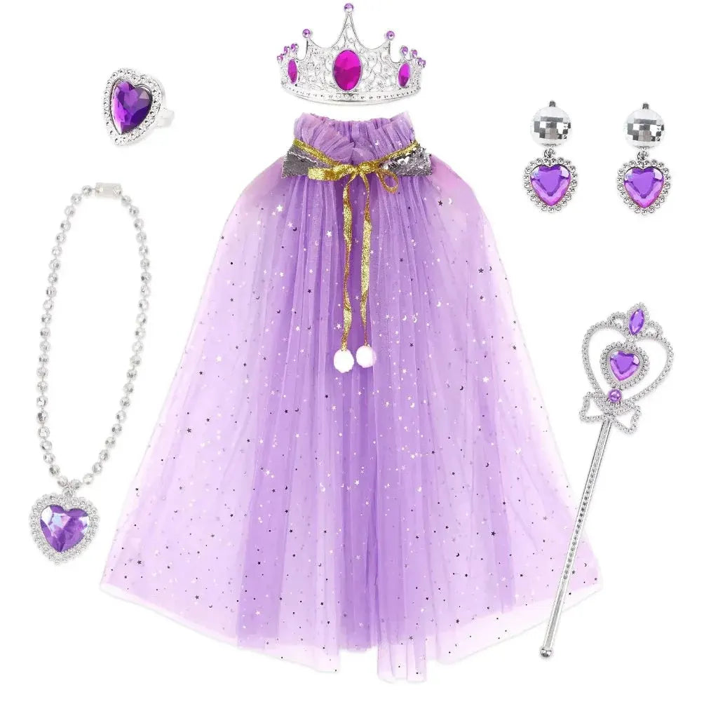 Girls Princess Halloween Costume Cape Accessory Set