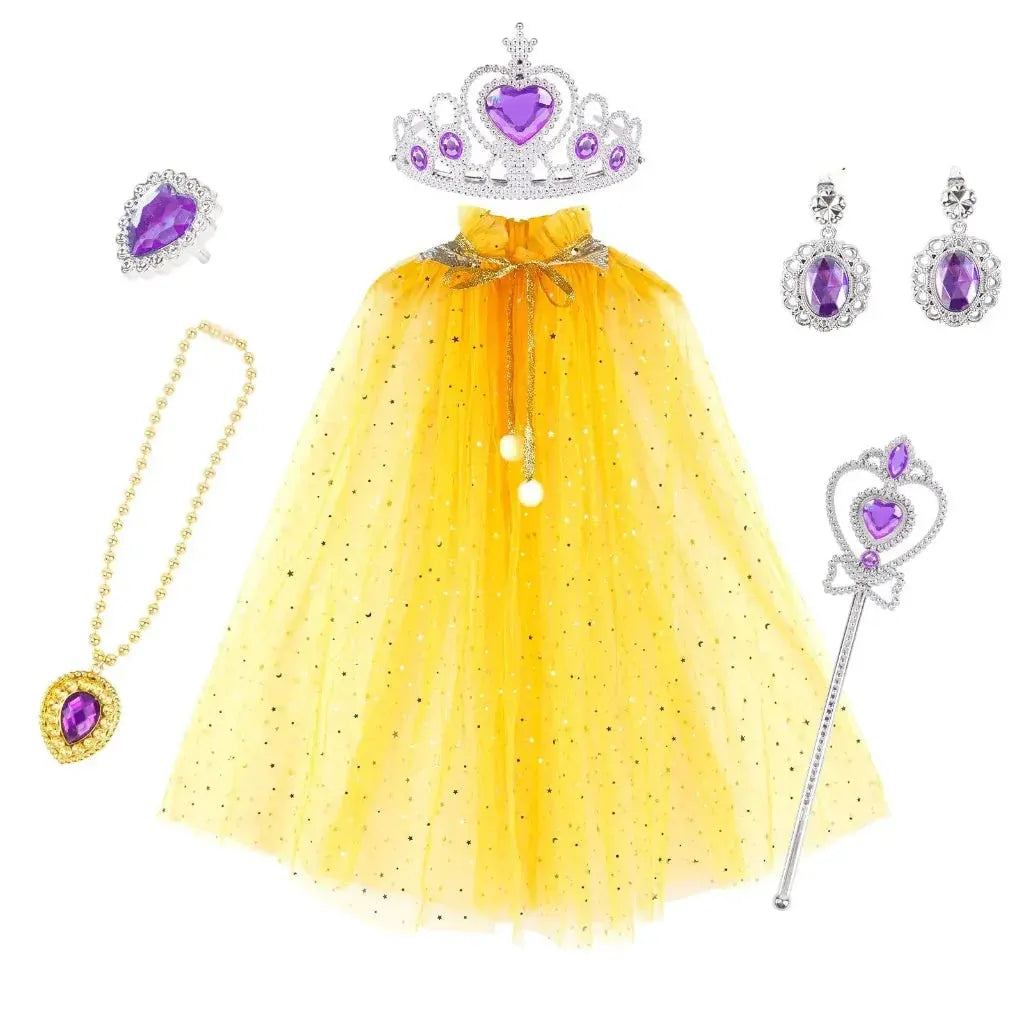 Girls Princess Halloween Costume Cape Accessory Set