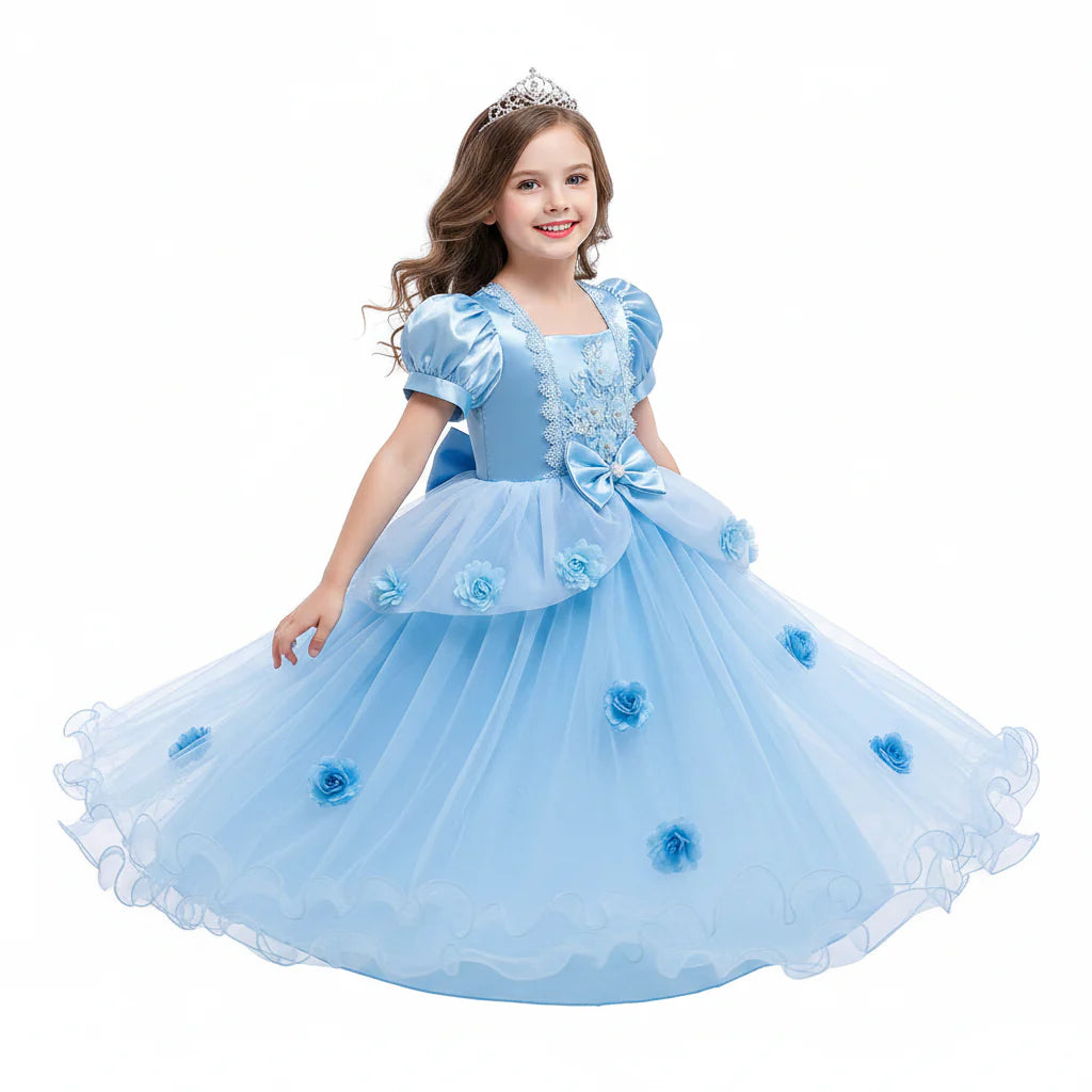 Girls Princess Lace Gown Halloween Party Costume Dress